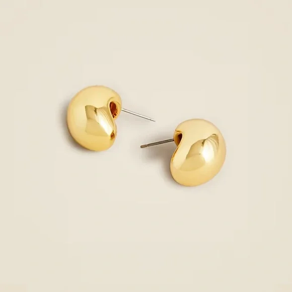 J.CREW ‘THE BEAN’ Structural Orb Earrings in Brushed Gold; Signed & NWT - Picture 5 of 11